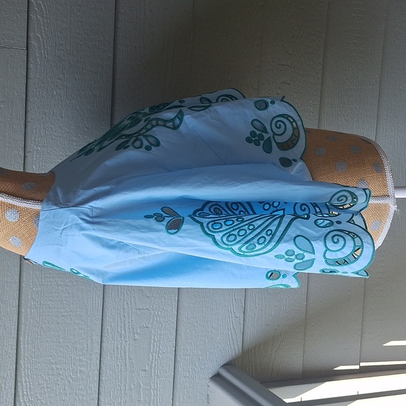 Farm Rio Richelieu Light Blue And Green Cropped Scalloped Hem Top Size XL Cotton - Picture 11 of 15